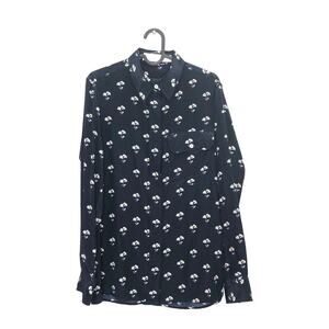 Victoria Beckham Silk Daisy Print Shirt Navy 6